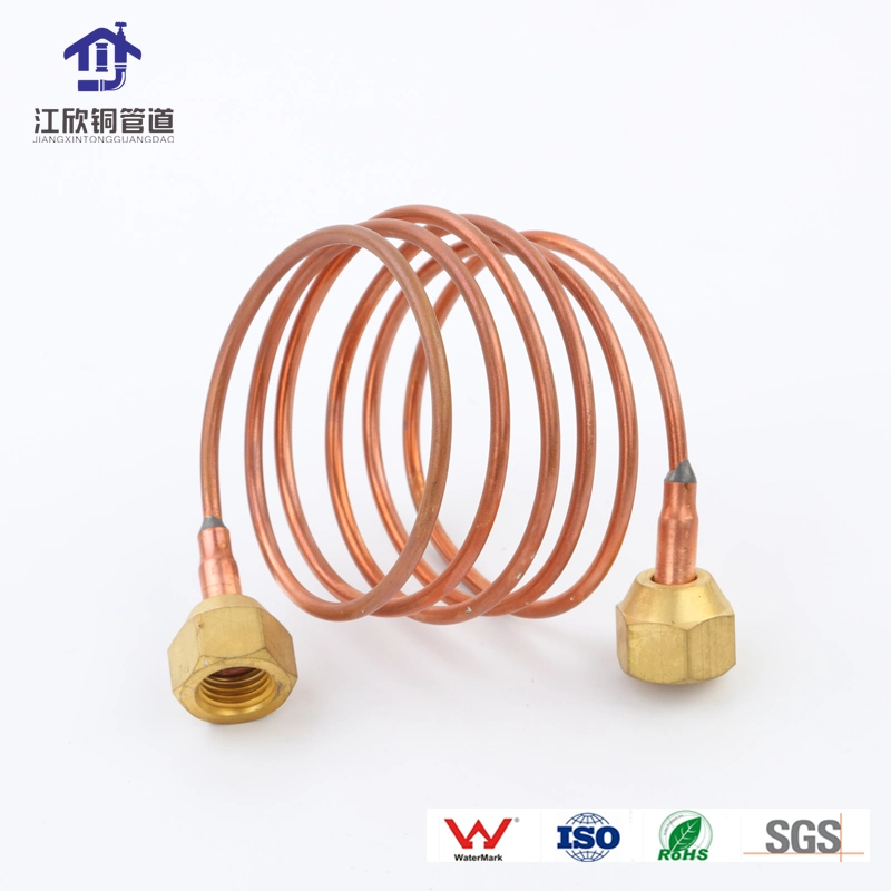 Copper Coil Capillary Pipe with Nut Connecting Pipe Copper Socket Fitting